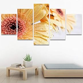 SIGNWIN 5 Panel Canvas Wall Art Yellow Petal...