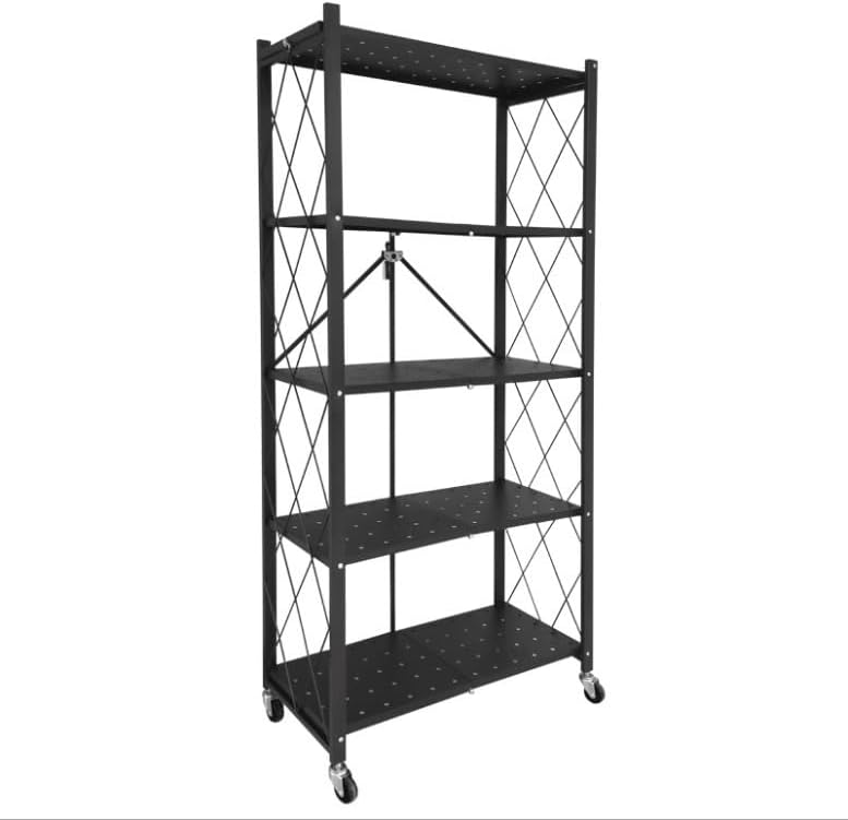 80×40cm Height Adjustable Folding Desk, 3-Tier Mobile Workstation with Lockable Casters, Waterproof Wood Grain Desktop, Heavy-Duty Carbon Steel Frame for Home Office