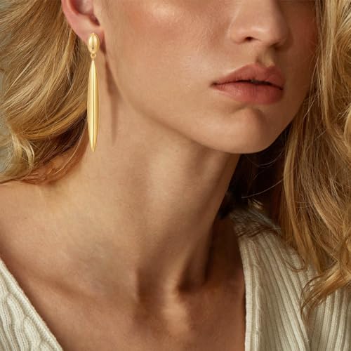 Gold Silver Minimalist Dainty Long Bar Drop Dangle Earrings for Women3