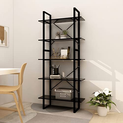 homiuse Estantería con 5 compartimentos, 80 x 30 x 175 cm, estantería de pared, estantería para libros, estantería de madera, estantería de almacenamiento, estantería de madera, estantería industrial,