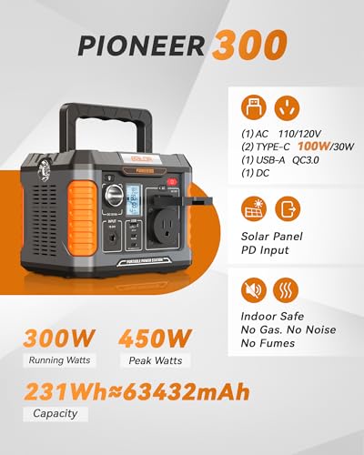 BALDR Solar Generator, 300W Portable Power Station with 60W Solar Panel, for Camping, Emergency Backup. - Image 5