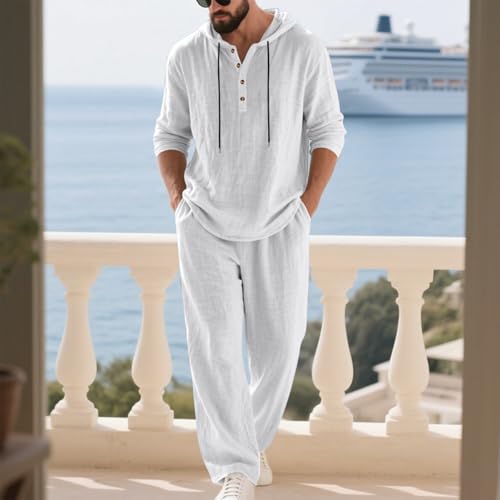 Ensemble de plage en lin homme anti-transpiration survêtement ample