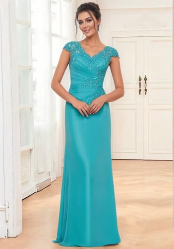 Mother of The Bride Dress Chiffon Lace Applique Mermaid Formal Wedding Guest Dress with Cap Sleeve4