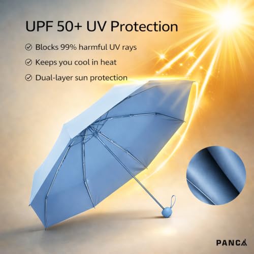 Image of PANCA Foldable Travel Umbrella Compact Manual Sun Rain UV Protection