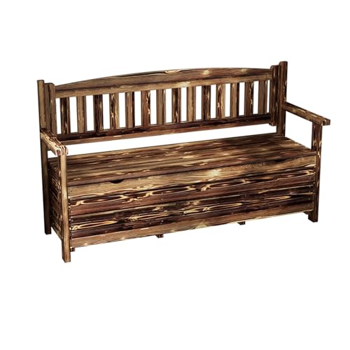 YGER JZGB Banco Jardin Exterior, Banco Almacenaje Madera, Pulido Fino, Mobiliario de Exterior para Patio, Porche, Terraza, Jardín, Decoración de Césped y Entrada(Brown,140x45x85cm/55x18x33in)