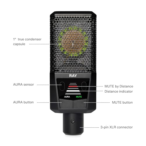 Image of RAY Microphone with Autofocus for Your Voice - Mute by Distance and Mute Button - for Podcasts, Streaming, Content and Music in Studio Quality - 1 inch Studio Condenser Capsule