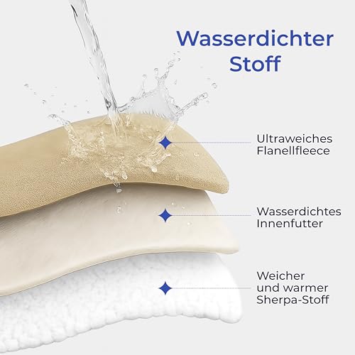 Dreamzie - wasserdichte Decke 127x152 cm - Hundedecke Sofa und Bett - Reversible Decke Wasserdicht aus Sherpa-Fleece – Waschbar – Beige