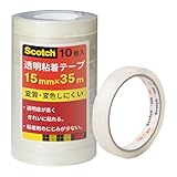 3M スリーエム スコッチ セロハンテープより変色しにくい 透明テープ 大巻 10巻入 15mm×35m 500-3-1535-10P