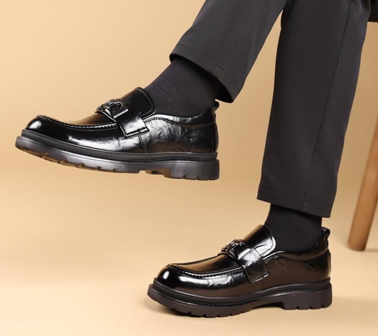 Men's Tuxedo Shoes Metal Shoelace Platform Slip-On Derby Wedding Formal Oxfords2