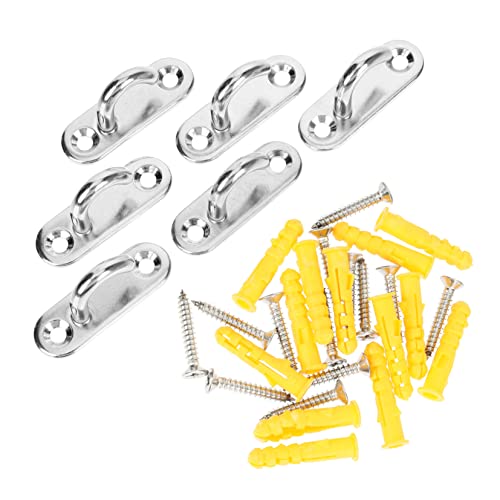 PartyKindom 6pcs Heavy Duty Ceiling Hooks 304 Stainless Steel Oval Open Hooks Anchor Screw Wall Mount for Garage Storage Utility
