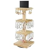 ERTIUANIO Bracelet Holder Display, 3 Tier Wooden Rotating Display Stand for vendors, 60 Hooks for Bracelet, KeyChain, Necklace, Jewelry