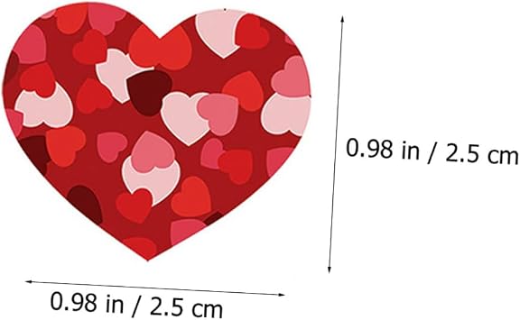 WOONEKY 500Pcs Heart Shape Valentine's Day Labels Stickers Roll, Self-Adhesive Sealing Decorative Stickers for Wedding, DIY Crafts, Cards, and Envelopes