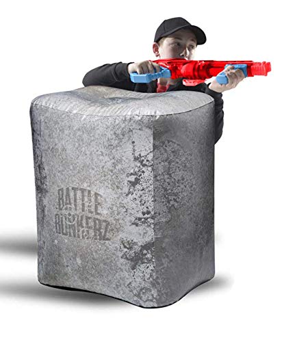 BUNKR Battle Zones Inflatable Concrete Block for Nerf, Blaster & Lazer Gun Battles Compatible with Nerf, Laser X, X-Shot & Boomco