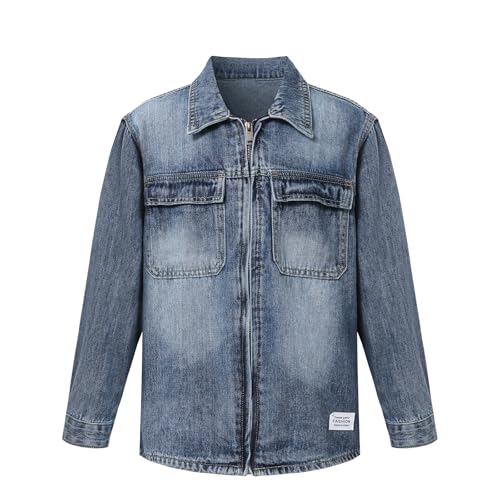 Boys' Zipper Denim Jacket Multi Pocket Jacket Fashionable Casual Kids Outerwear 6-14 years