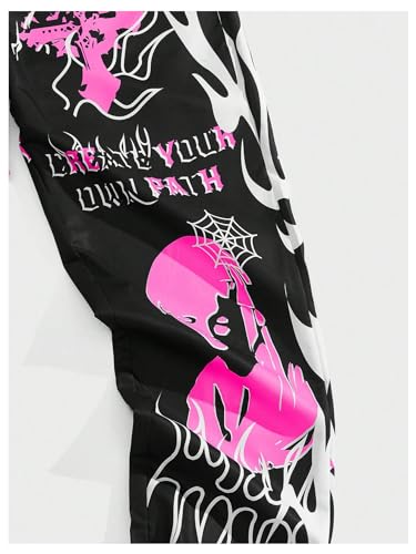 SHENHE Men's Letter Graphic Drawstring Elastic Waist Halloween Streetwear Jogger Pants3