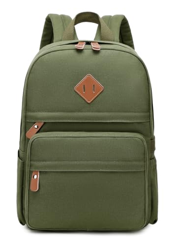 Swacort Lightweight School Backpack For Boys Girls Durable Small Travel Laptop Backpacks For Women Carry On Gym Bag Canvas Bookbag Tactical Travel Back Pack Army Green thumb #8