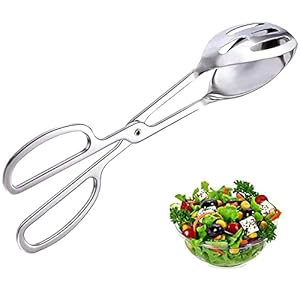 RVS Salade Tongs, Salade Baking Tongs, Koken Tongs, Roestvrij Staal Multifunctionele Schaar Vorm Serveertang voor Groenten, Salade, Vlees, Dessert, Voorgerecht, Steak (Zilver)