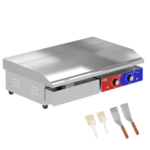Image of 29'' * 16'' Commercial Electric Countertop Griddle -110V Flat Top Griddles w / 122-572F Adjustable Temperature and Non-Stick, 3000W Stainless Steel Electric Griddle w / 10mm Thick Cast Iron