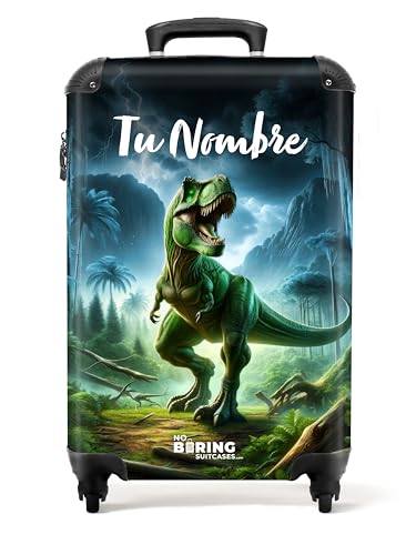 NoBoringSuitcases.com Maleta Infantil, Maletas de Viaje Cabina, Maleta Infantil Niño, Maleta Niños con Ruedas, Maletas Niño, Maleta Personalizada (Dinosaurio - Verde, 55x40x20 cm)