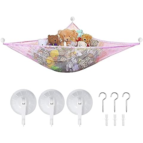 MaLng Toy Storage Hammock, Ultralight Large Hammock Net Storage with 2 Sets Hooks Durable and Easy to Install, for Organize Stuffed Animals and Children's Toys Doll Cover