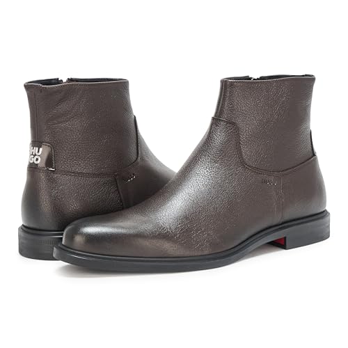 Image of HUGO Men's Kerr Leather Zip Up Chelsea Bootie