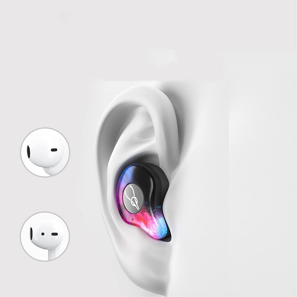 True Auricolari Wireless, 5.0 Bluetooth Auricolare Auricolare Hear Sereno Stereo Mic Integrata, Cuffie Wireless con Riduzione del Rumore, per L'allenamento in Palestra,B