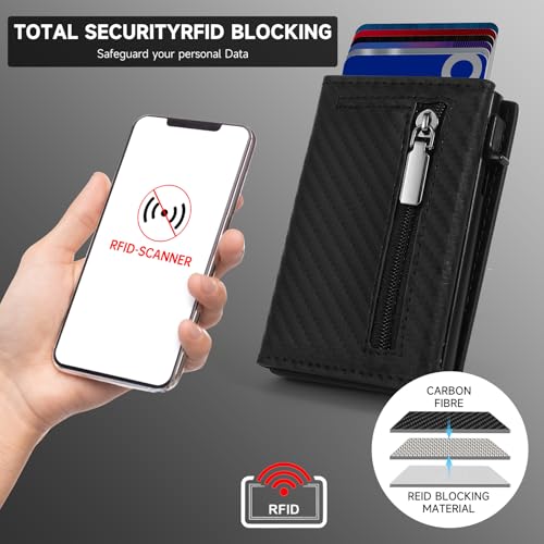 Image of Wallet For Men Trifold,Pop Up Wallet By Metal&Leather,RFID Blocking | Minimalist Smart Wallet Holds 10 Cards,10 Bills,ID Window,Ridge wallets for men,Trifold Wallets for fathers day gift ideas