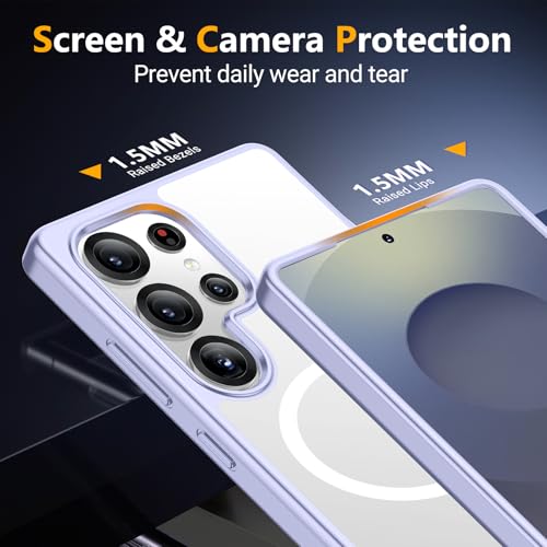 Image of SPIDERCASE Magnetic for Samsung Galaxy S25 Ultra Case, [3 Stand Ways][ Military Grade Drop Protection] with Invisible Stand Shockproof Slim Phone Case for S25 Ultra,Light Purple