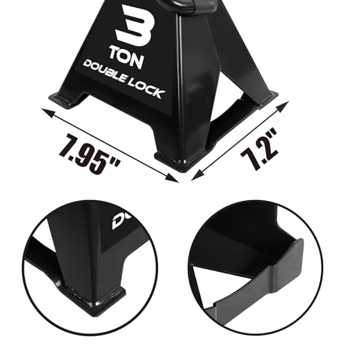 Image of Torin AT43005AB Steel Heavy Duty Jack Stands: Double Locking Pins, 3 Ton (6,000 lb) Capacity, Black, 1 Pair (2 Pack)