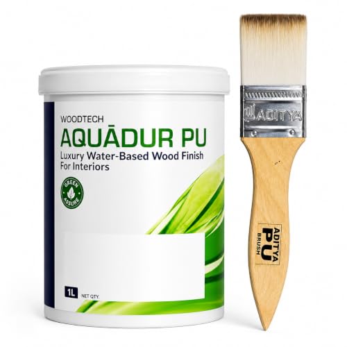 Image of AP Luxury Water-Based Polyurethane (PU) Wood Finish for Interiors, Low VOC, Scratch & Stain Resistant Clear Wood Coating, Best Water PU for Wood, with Premium PU Brush 2 inch | 1 lt (Matt)