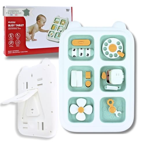 Hello Hippo® Busy Board Montessori – Tablette d’Activités 22x15 cm avec Tiroir à Mot de Passe, Interrupteur, Horloge & Téléphone | Jouet Éducatif Bébé 1-3...