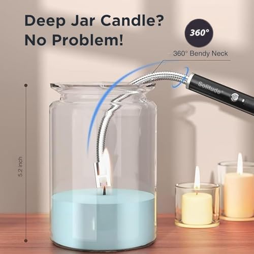 Image of Solitude Rechargeable Electric Gas Lighter for Kitchen, Stove, Candles, Pooja & USB Charging Port, 360 Flexible Neck, Windproof Plasma Arc Lighter (Multicolor)