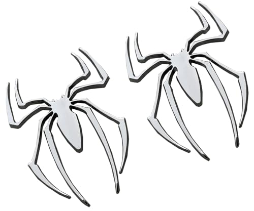 Image of 2X Spider Shape Decal Sticker Emblem Badge Fits for Universal Car Body Motorcycle SUV (Silver)