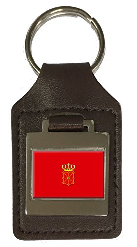 Porte-clés en cuir gravé drapeau navarre : accessoire de mode et blason