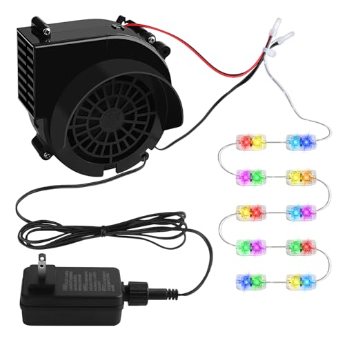 Kalolary 2.5A Replacement Air Blower for Inflatables Inflatable Air Fan Blower with 12v/3A Adapter & 10 Colorful Changing LED Lights Halloween Christmas Inflatable Outdoor Decorations Fan Blowers Set