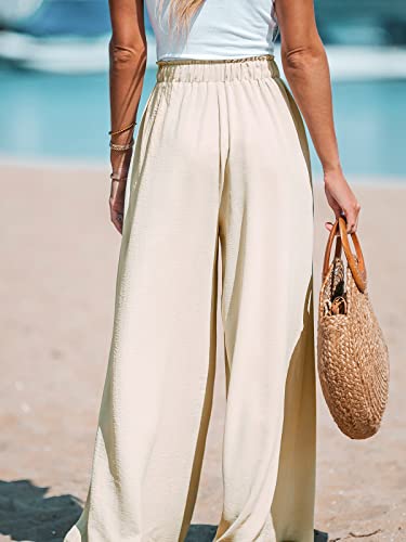 CUPSHE Women Wide Leg Pants High Waisted Trousers Linen Palazzo Lounge Beach Cover Ups Flowy Pants2