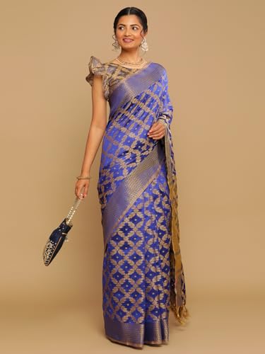 Image of SIRIL Women's Cotton Silk Jacquard Boarder Saree With Unstitched Blouse Piece