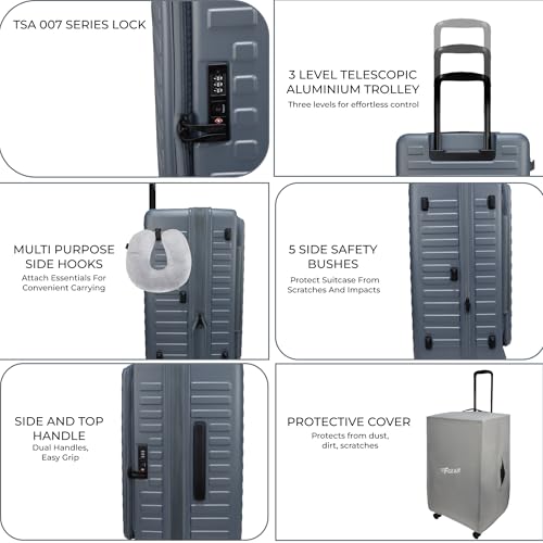 Image of F Gear Windsor Medium 68cm German Makrolon Polycarbonate|Japanese Hinomoto Wheel|Front-Opening Trunk-Style Hard Luggage|Check-in Suitcase Travel|Laptop sleeve, Expandable, Anti-Theft Zipper|Stone Blue