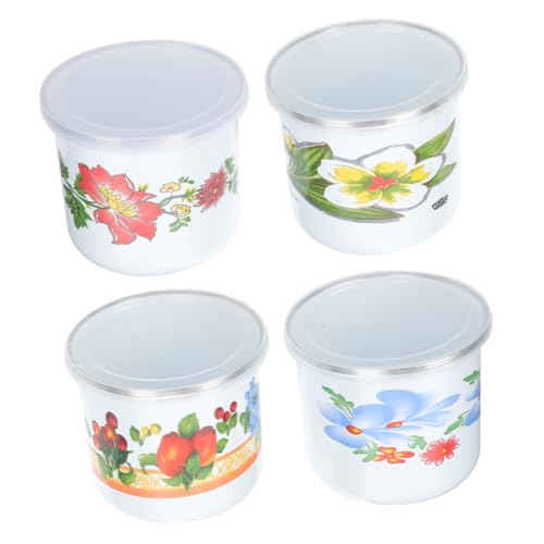 OFFIGAM 4個 レトロデザイン?瓷マグカップ 蓋付きヴィンテージ風水用カップ 家用オフィス飲料用 飲みやすい滑らか口縁 丈夫な?瓷素材