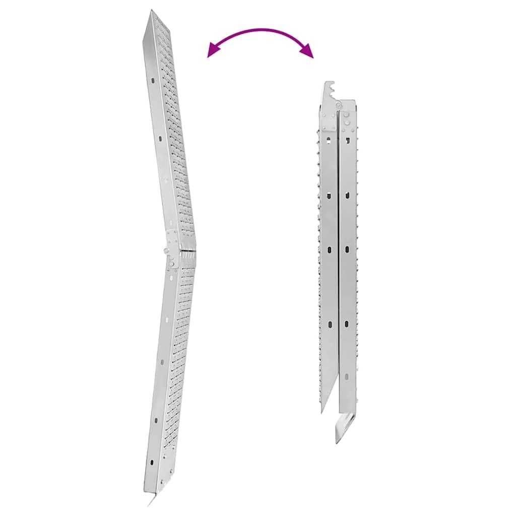 Rampa plegable de acero galvanizado, 186 x 23 x 4,5 cm, capacidad de carga de 200 kg por rampa, plata, antideslizante, plegable, para motocicleta, coche, silla de ruedas, taller, rampa de