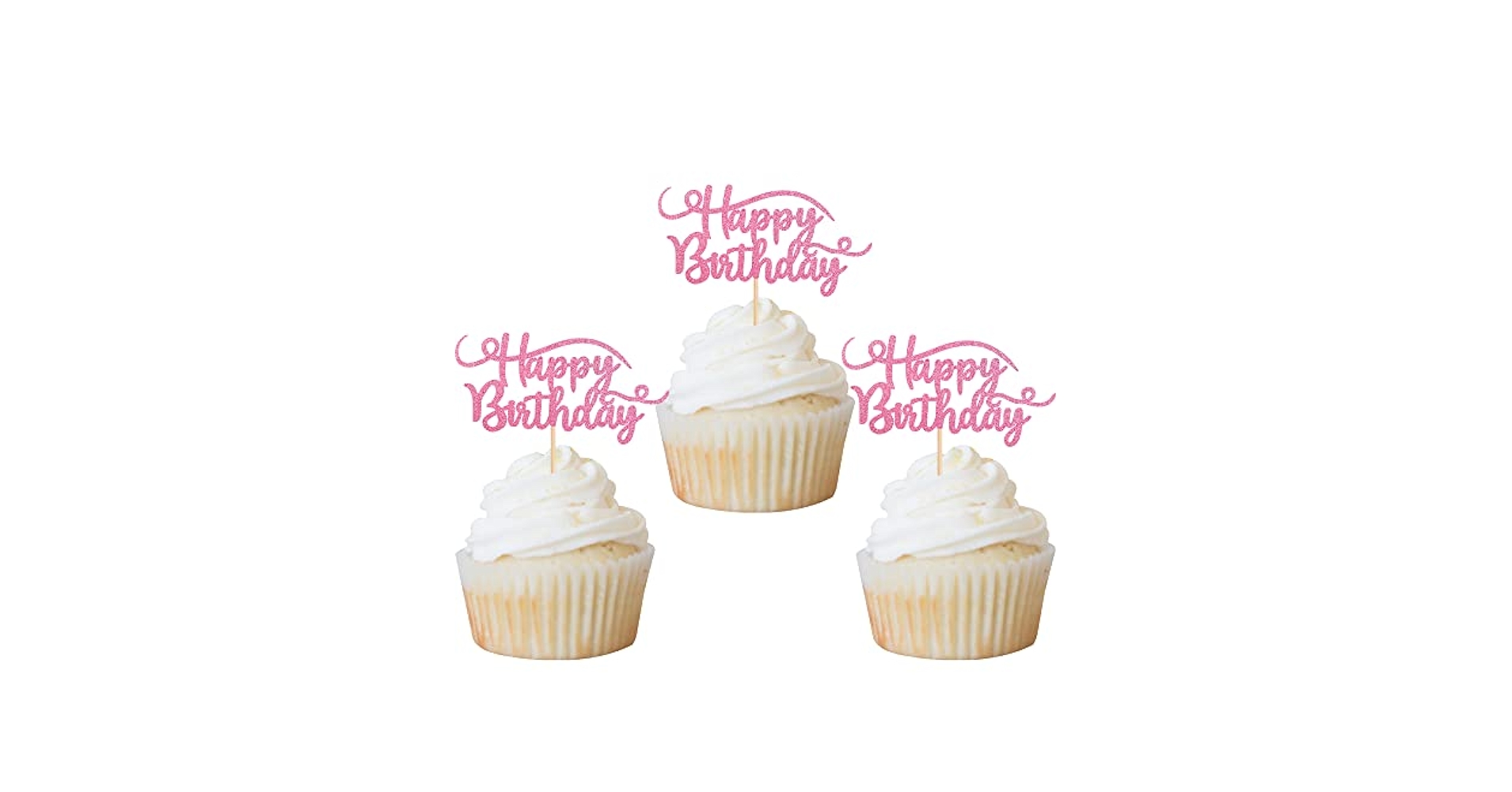 Happy Cakes エシャルプ　ピンク Amazon.com: Rsstarxi 24 Pack Happy Birthday Cupcake Toppers