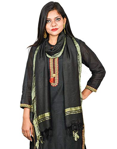 Dupatta Chunni Woven Stripes Border Scarf Cotton Silk Stole Neck Wrap Gift For Her3