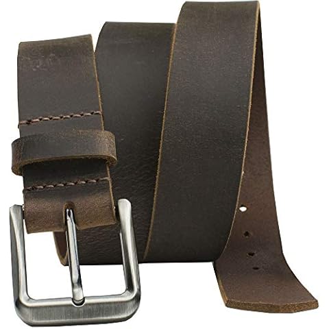 Nickel Smart Roan Mountain Brown Leather Belt - Distressed 36" Cover