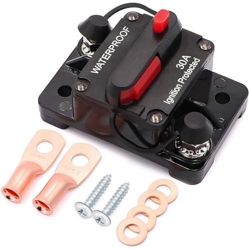 Greluma 1 pièce Disjoncteur 30A avec réinitialisation manuelle pour voiture,moteurs de pêche à la traîne,bateau,ATV,protection d'alimentation manuelle...