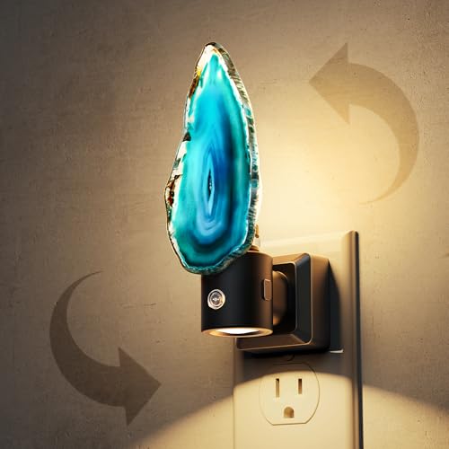 Image of L LOHAS LED Night Light, Night Lights Plug into Wall, Agate Nightlight | Rotating, Dimmable Dusk to Dawn Sensor, Healing Stone Agate Decorative Nightlight for Bedroom, Living Room