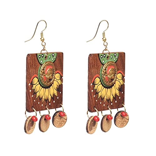 Image of Handcrafted Boho & Ethnic Earrings for Women - Wooden & Brass Statement Designs in Loop, Swing & Motif Styles
