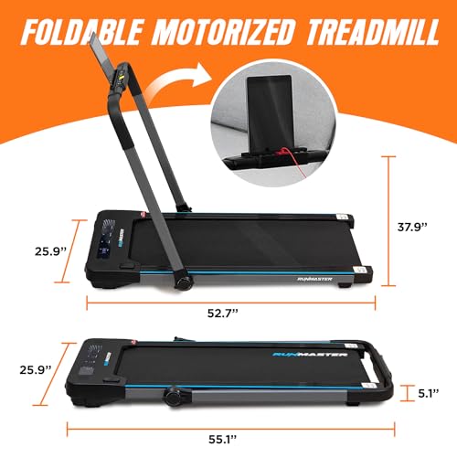 Image of RunMaster Under Desk Treadmill for Home and Office - 320lbs Weight Capacity, Quiet, Efficient, Walking Pad, Four LED Display, Space-Saving Portable Jogging Machine with Remote Control