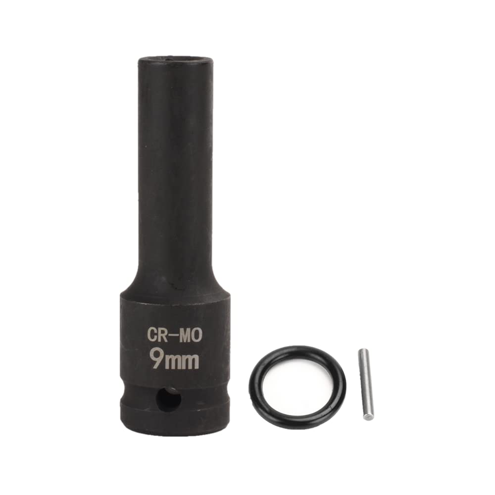 FLZOSPER 1/2 Inch Drive x 9 mm Deep 6-Point Impact Socket，42 CR-MO