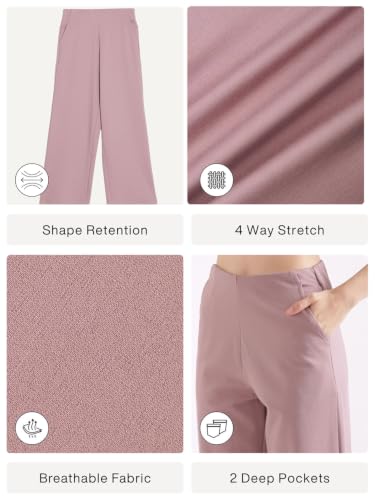 Image of SAADAA Palazzo Pants for Women Half-Elasticated Waistband | Palazzo for Women in Airy Linen Fabric | Regular Fit Mid Rise Waist & Deep Pockets | Versatile Formal & Casual Wear |