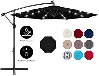 Best Choice Products 10ft Solar LED Offset Hanging Market Patio Umbrella for Backyard
